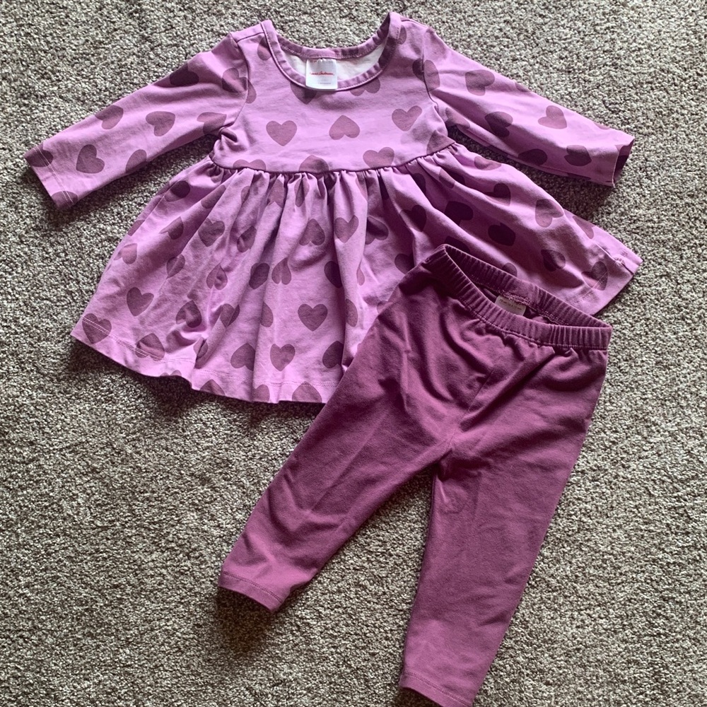 Hanna Andersson Baby Skater Dress & Leggings set - 6-12 months